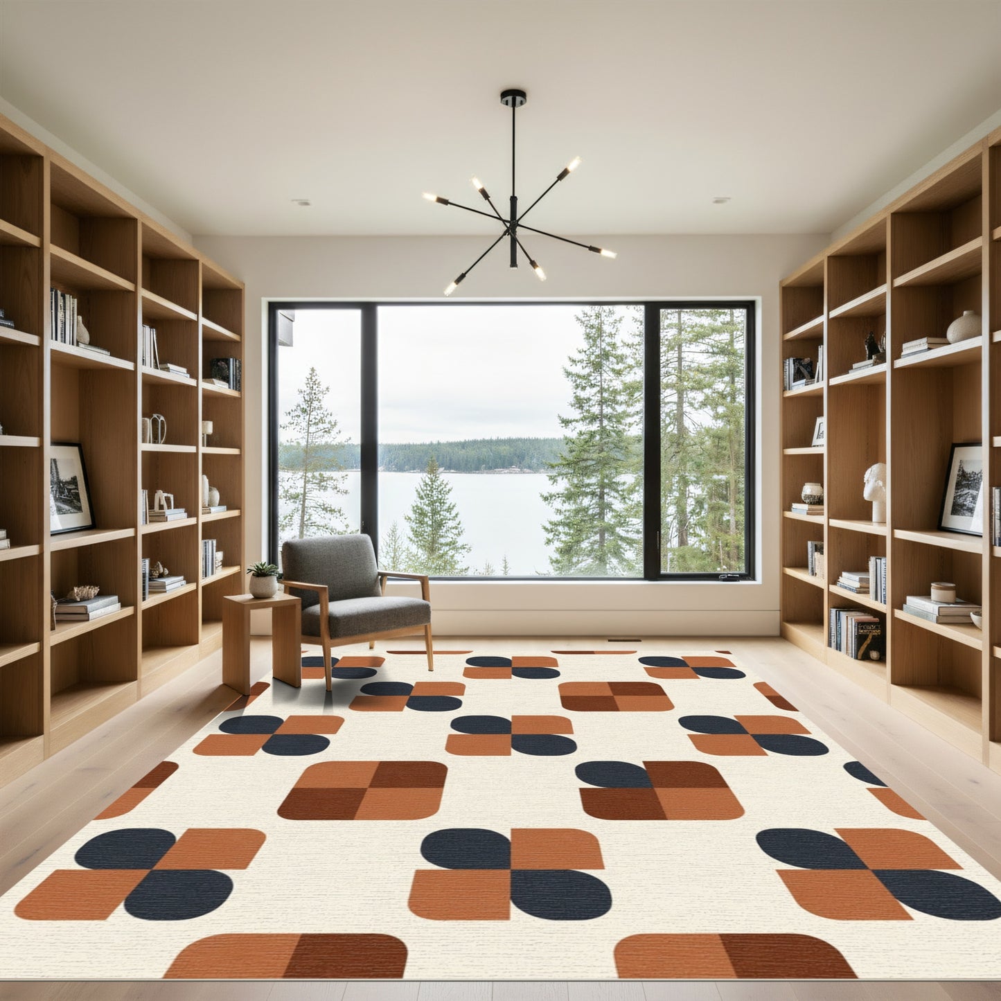 Earth Tones Rounded Square Abstract Rug