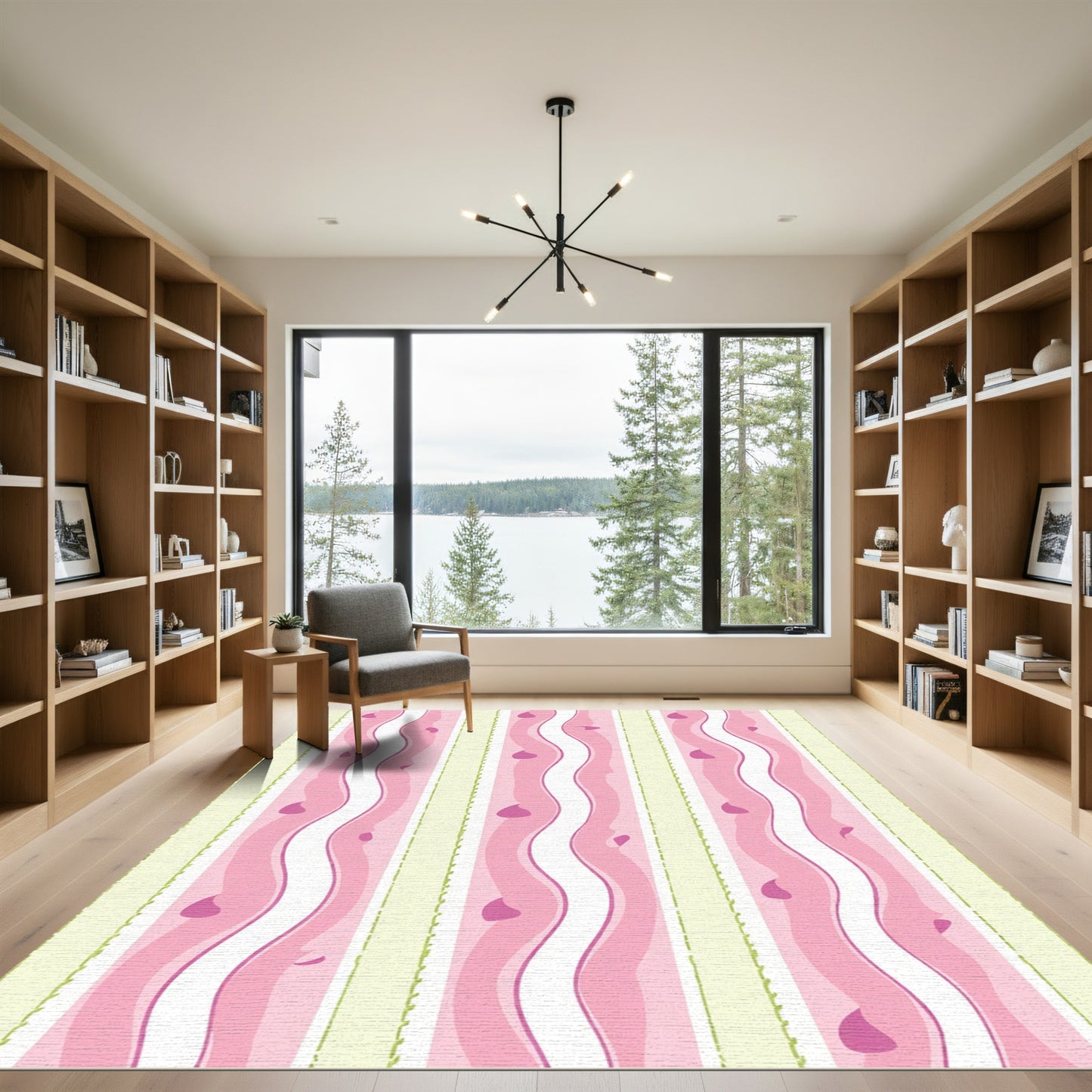 Pastel Pink Wavy Stripes Rug