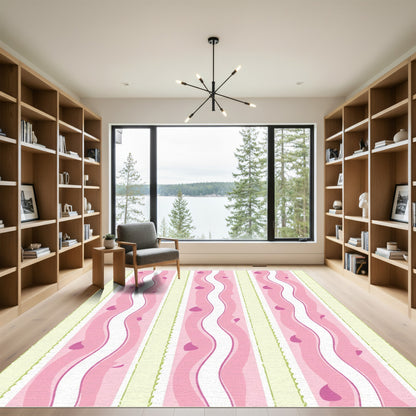 Pastel Pink Wavy Stripes Rug