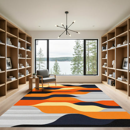 Vibrant Orange Wave Layers Rug