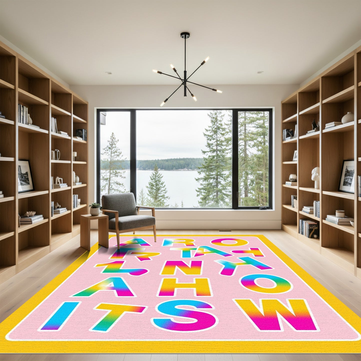 Alphabet Gradient Vivid Retro Letters Rug