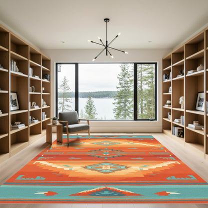 Southwestern Sunset Geometric Diamond Rug