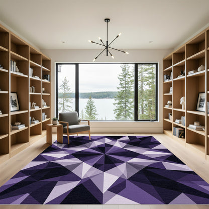 Modern Deep Purple Geometric Diamond Rug