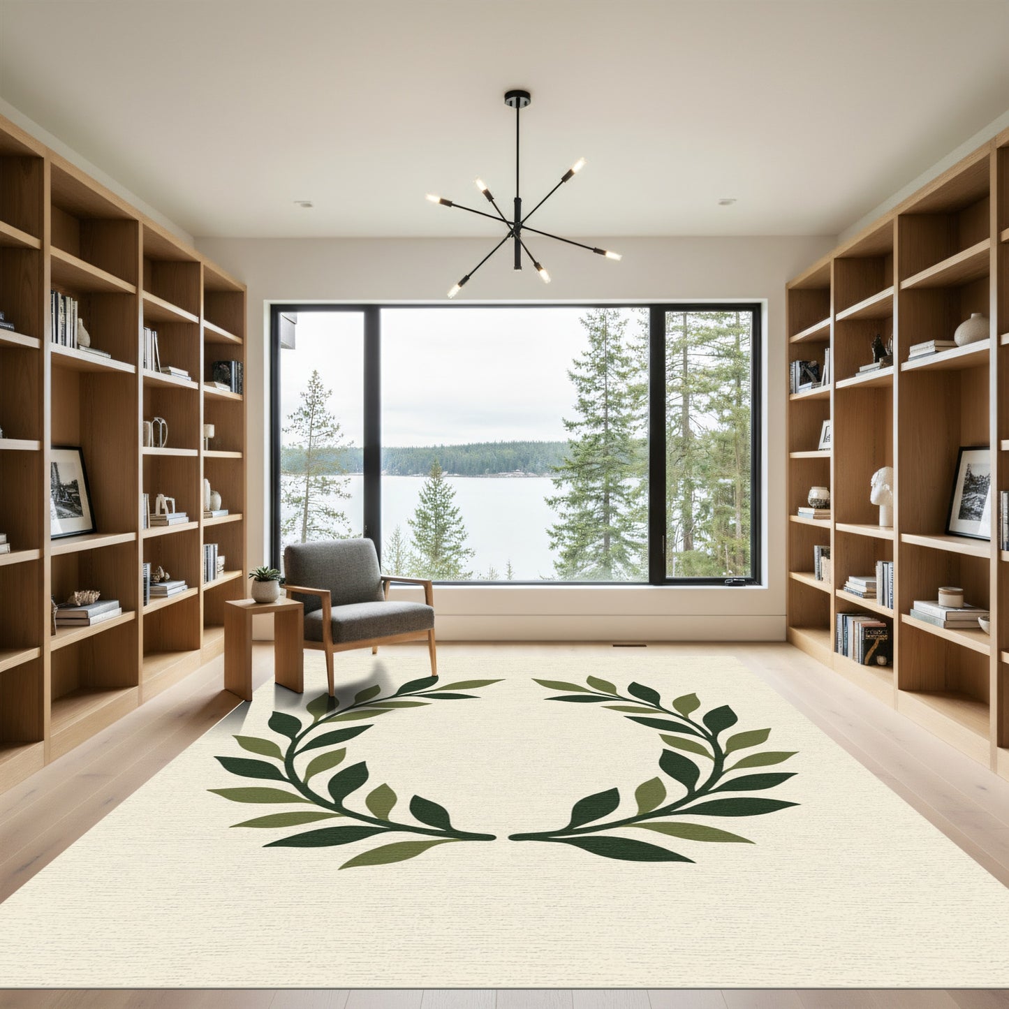 Olive Green Laurel Wreath Rug