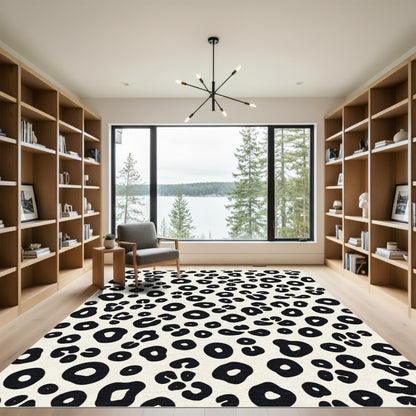 Black and White Spotted Animal Print Rug