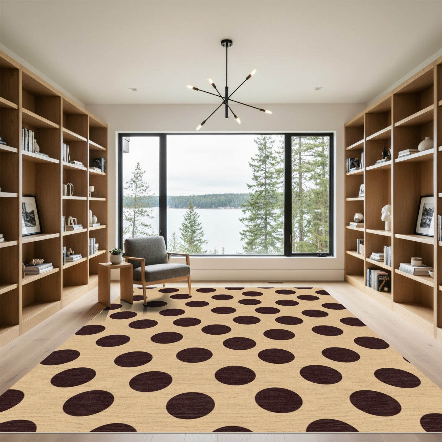 Subtle Brown Polka Dot Round Rug