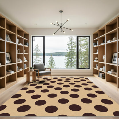 Subtle Brown Polka Dot Round Rug