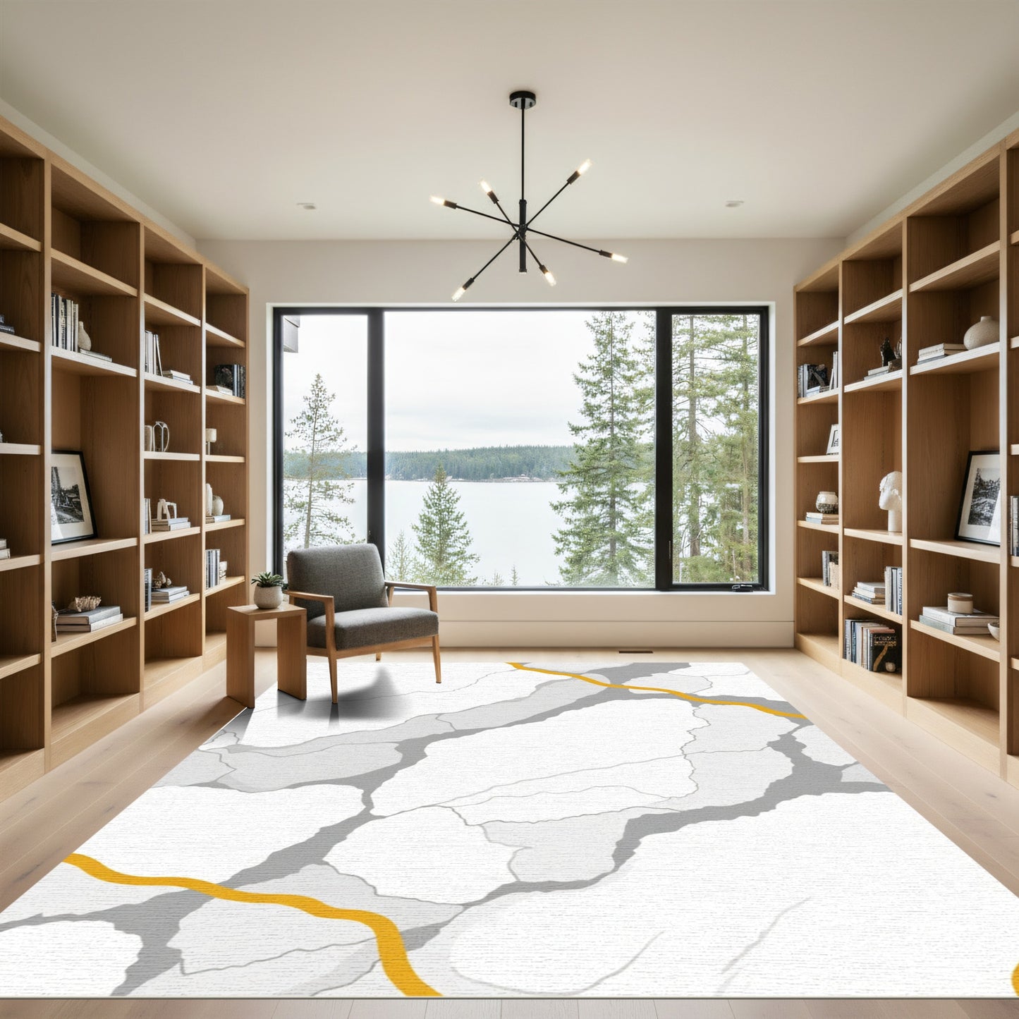 Gold Vein Marble Abstract Rug