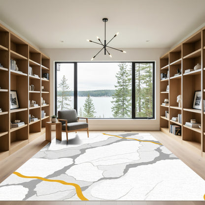 Gold Vein Marble Abstract Rug