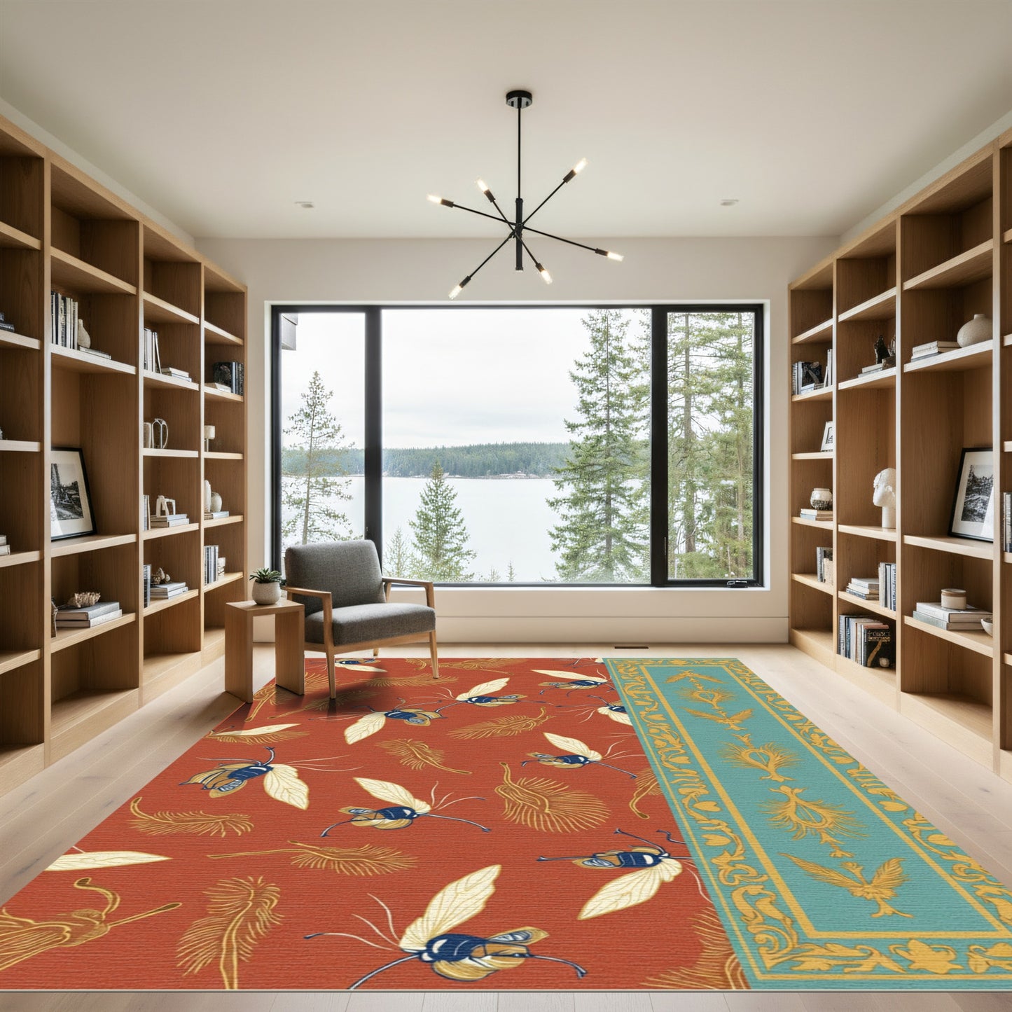 Burnt Sienna Whimsical Insect Fauna Rug