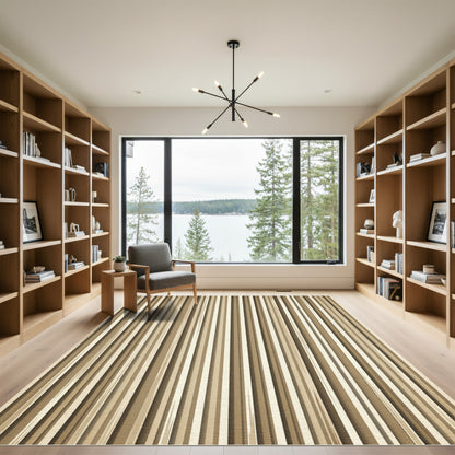 Neutral Taupe Vertical Stripe Rug