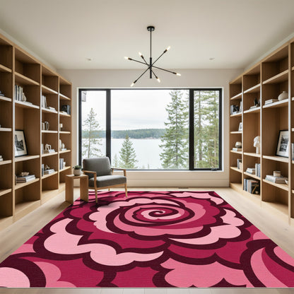 Crimson Pink Floral Swirl Rug