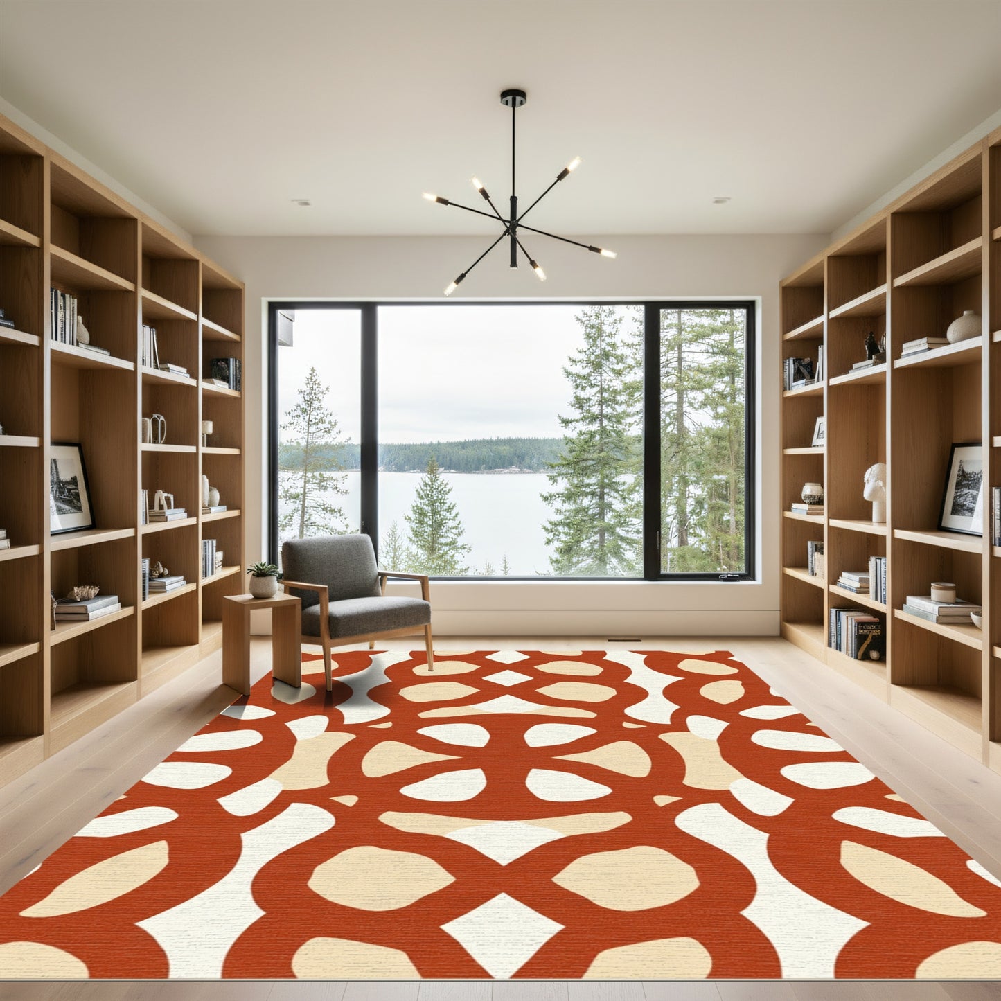 Rustic Ochre Contemporary Lattice Rug