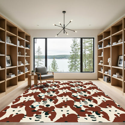 Brown Black White Abstract Organic Shapes Rug