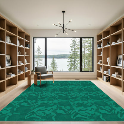 Deep Teal Abstract Blended Forms Rug