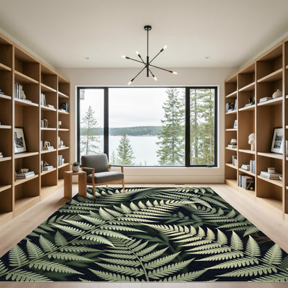 Light Green Fern Frond Overlap Rug