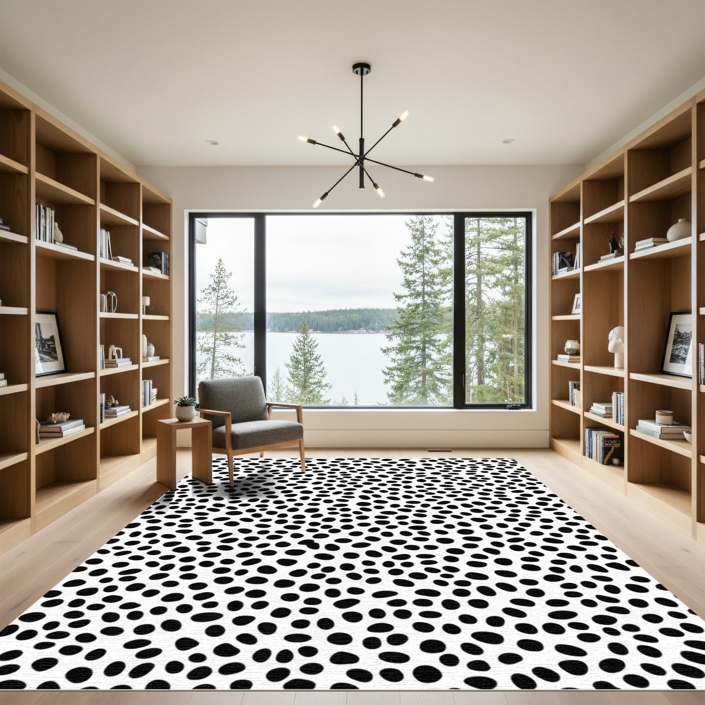 Black White Pebble Scatter Rug