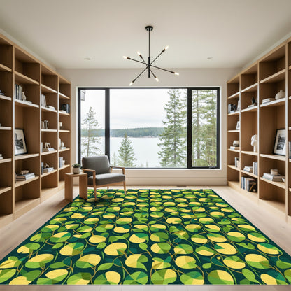Verdant Yellow Green Leafy Vine Rug