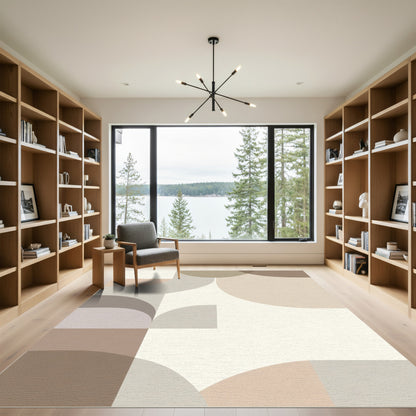 Neutral Earth Tones Geometric Arch Rug