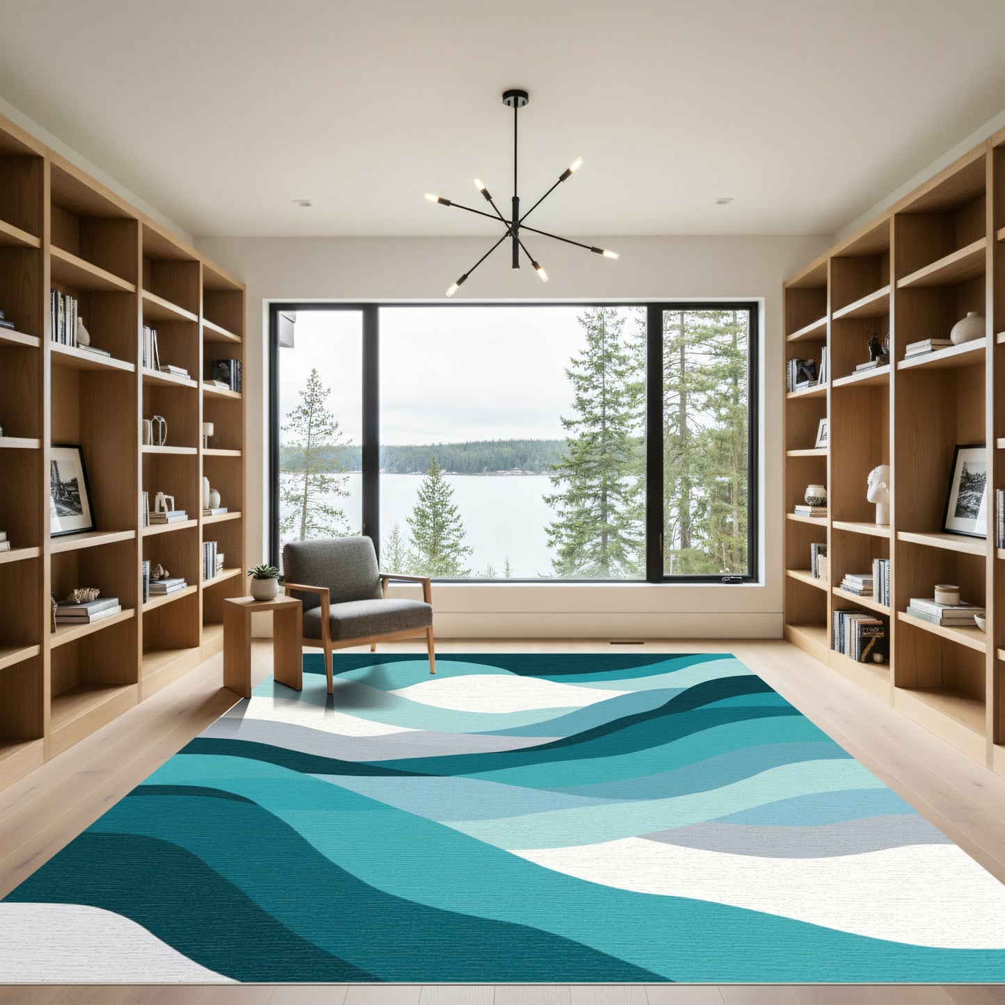 Oceanic Blue Wave Layers Rugs Rug
