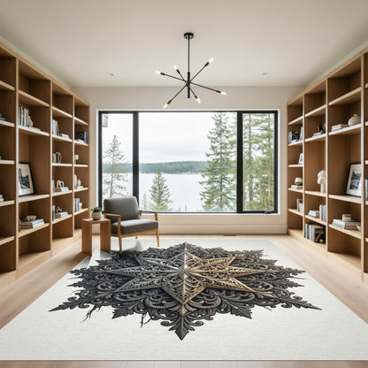Intricate Silver Metallic Star Filigree Rug