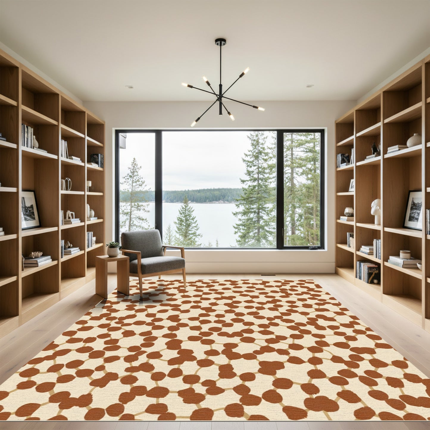 Rustic Tan And Brown Connect Dots Rug