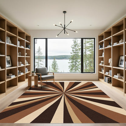 Earthy Brown Radial Burst Rug