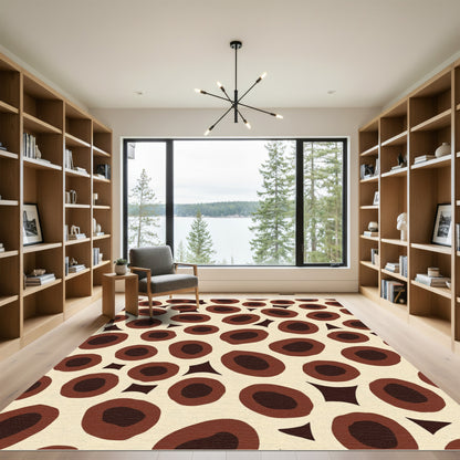 Modern Cream Brown Oval Arrangement Rug