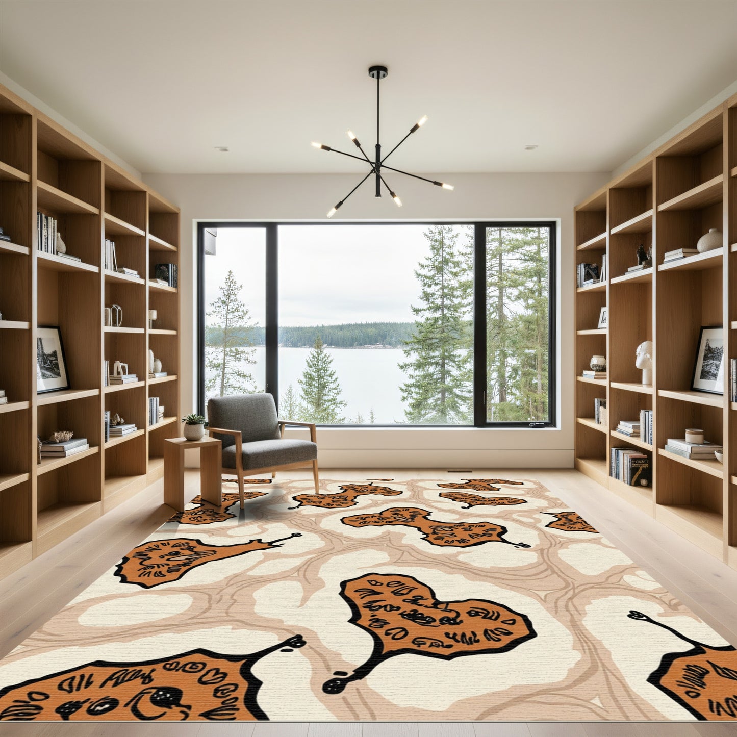 Terracotta Organic Abstract Swirl Rug