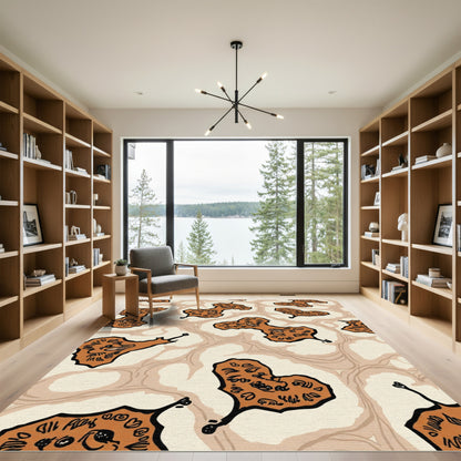 Terracotta Organic Abstract Swirl Rug