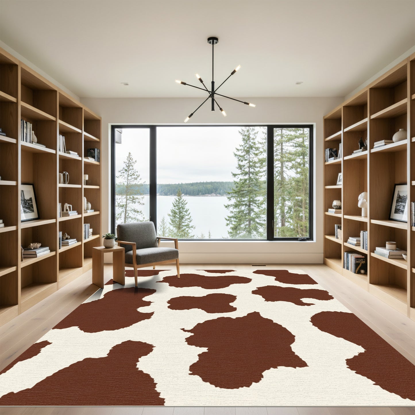 Classic Brown White Holstein Spots Rug