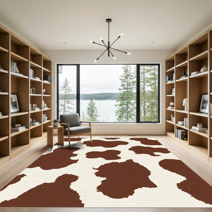 Classic Brown White Holstein Spots Rug