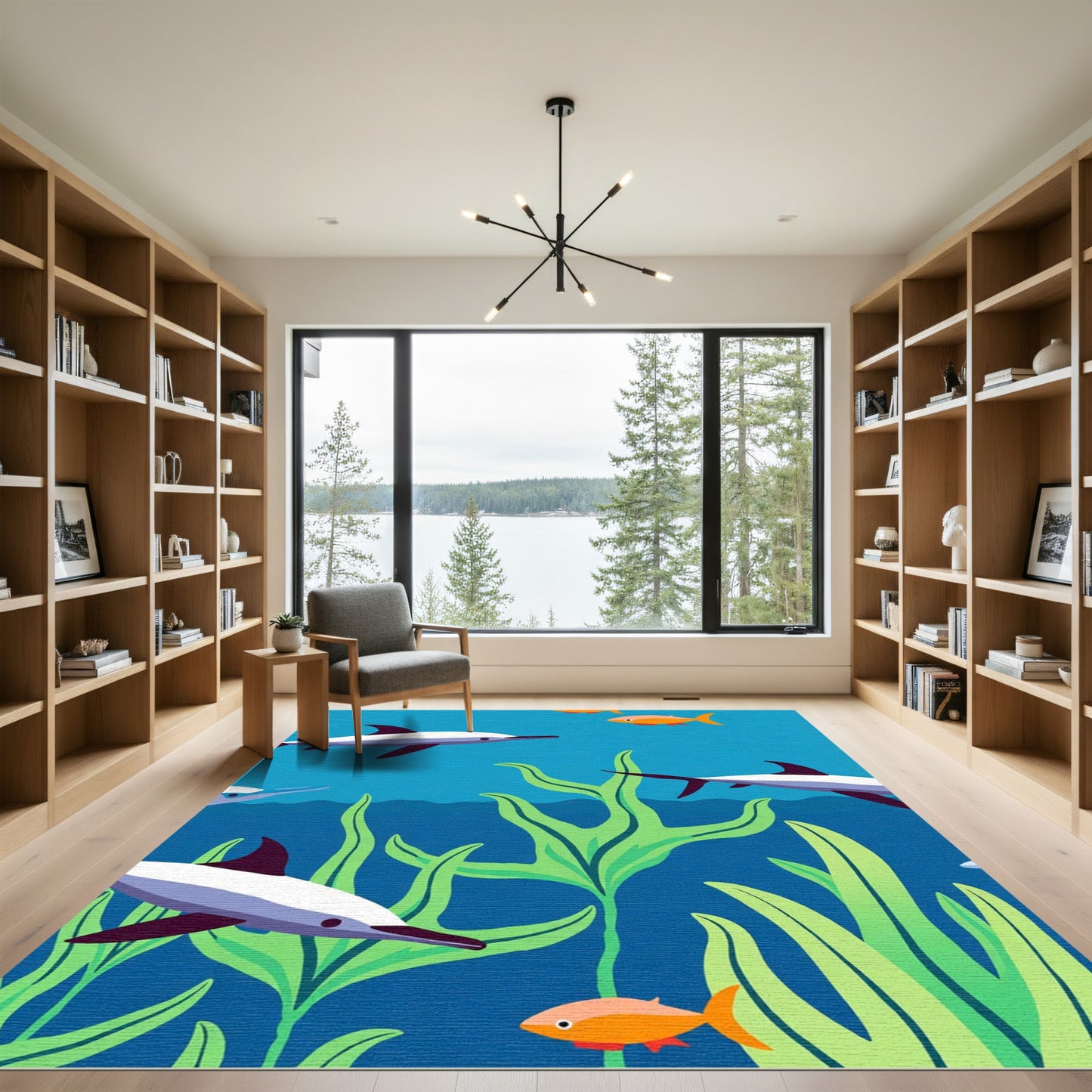 Ocean Dolphins and Coral Reef Life Rug