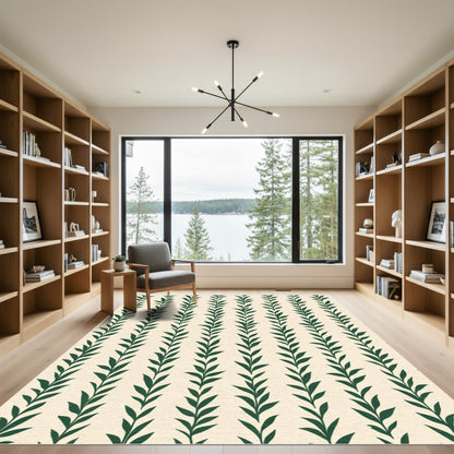 Vertical Botanical Leaf Spray Rug