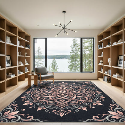 Ornate Rose Gold Mandala Flourish Rug