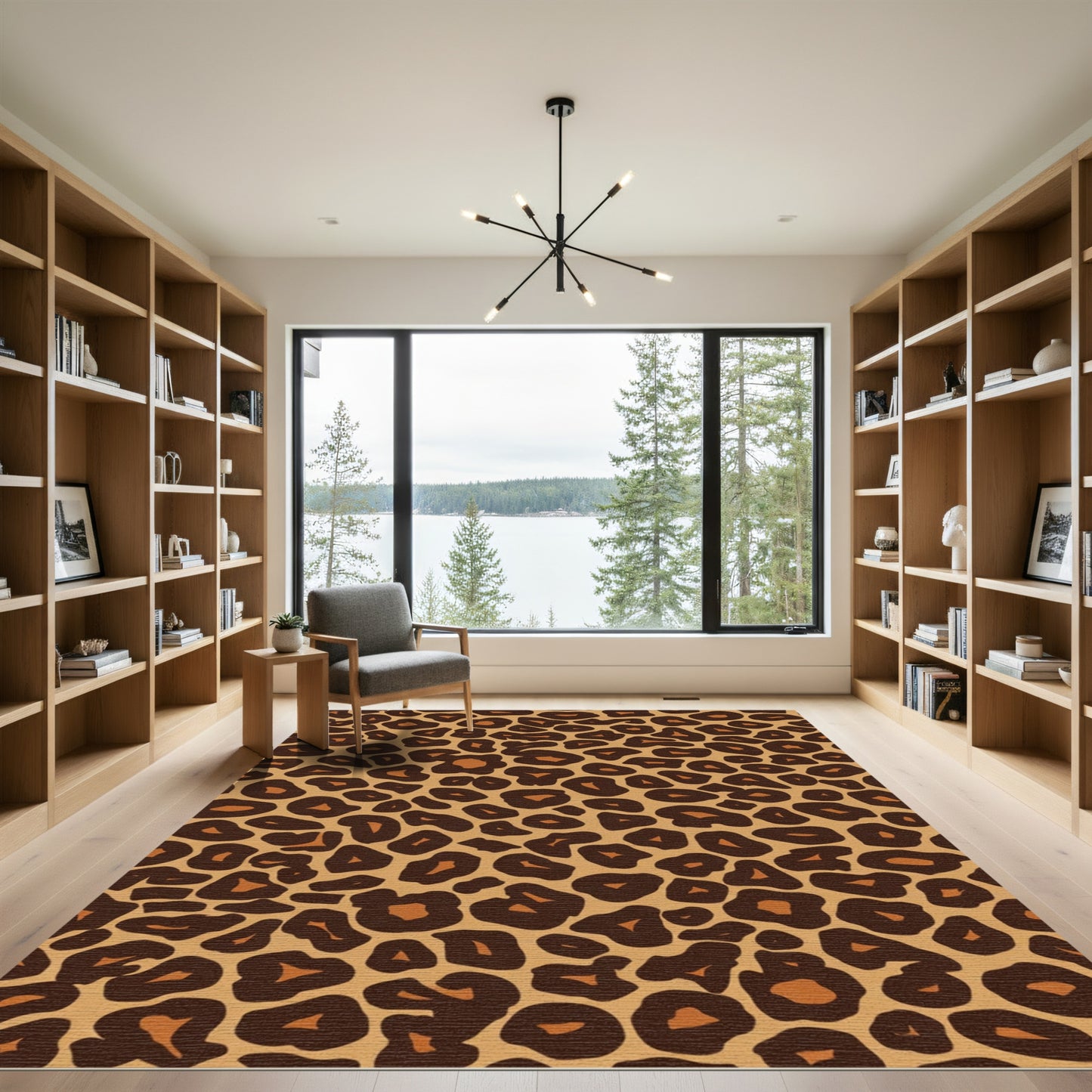 Brown and Tan Leopard Spots Rug
