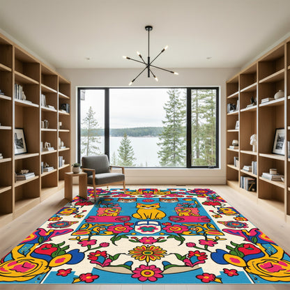Groovy Cat Flower Power Rug