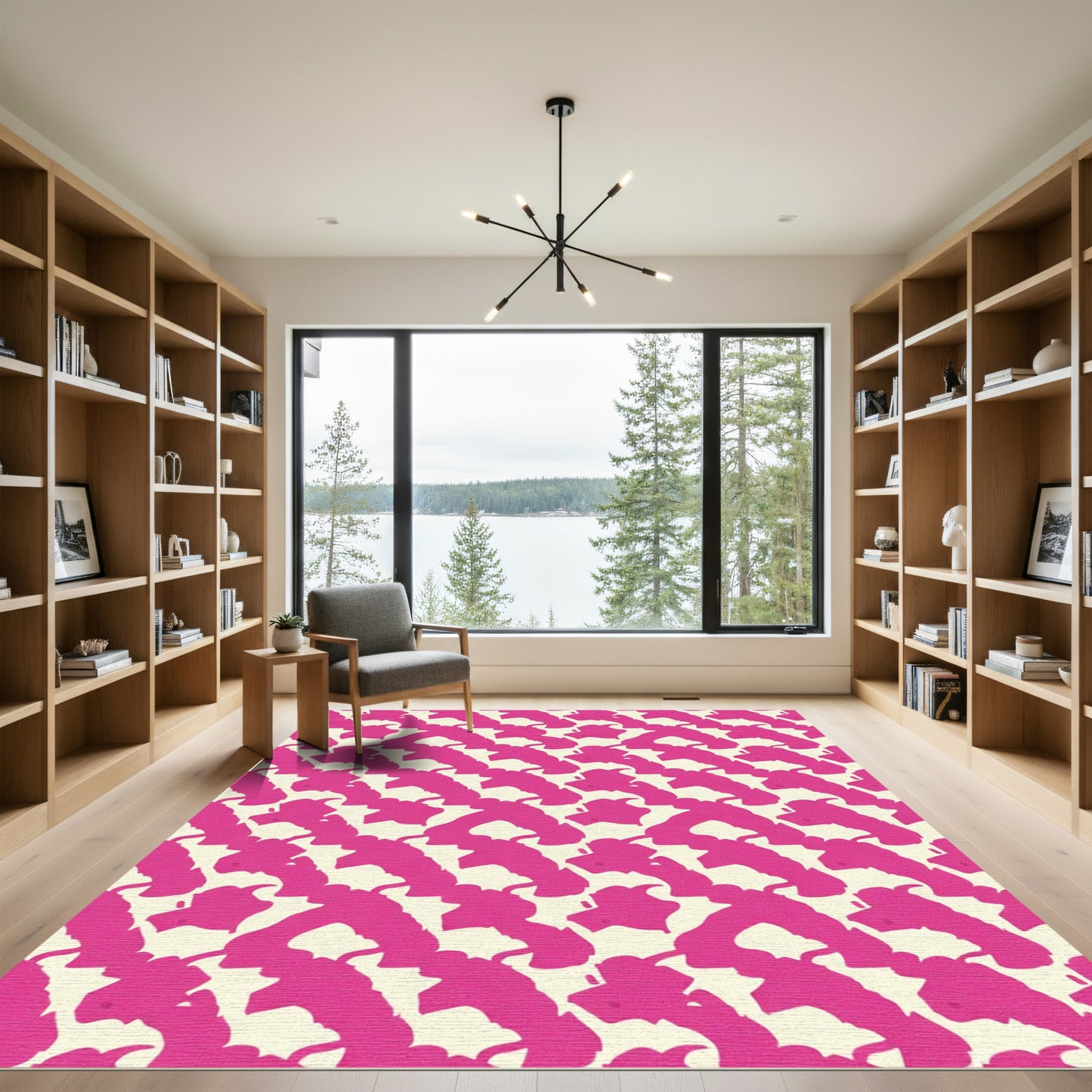 Bold Pink Abstract Organic Flow Rug