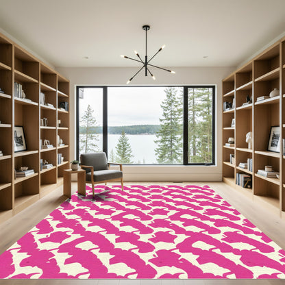 Bold Pink Abstract Organic Flow Rug