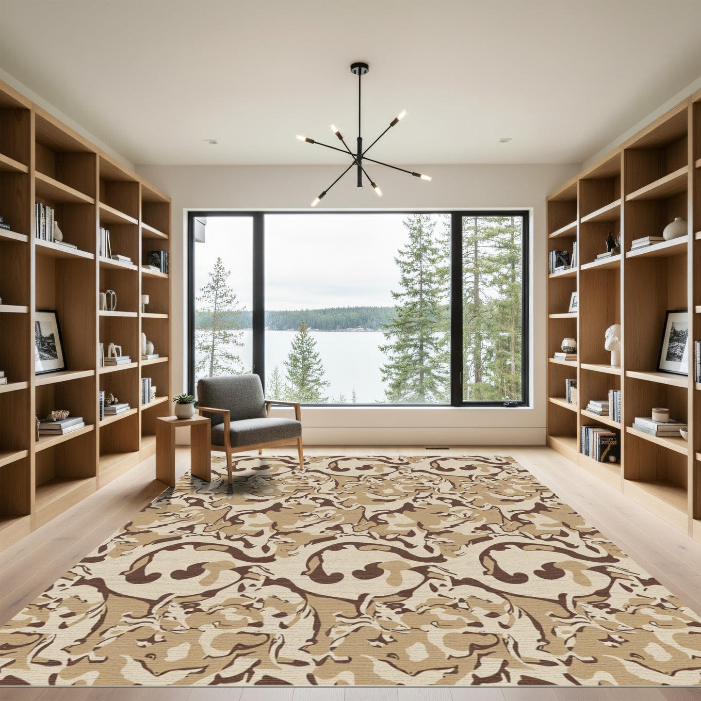 Desert Camouflage Swirl Abstract Rug
