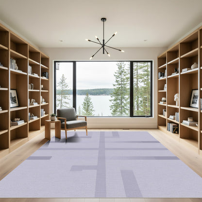 Pale Lavender Geometric Grid Rug
