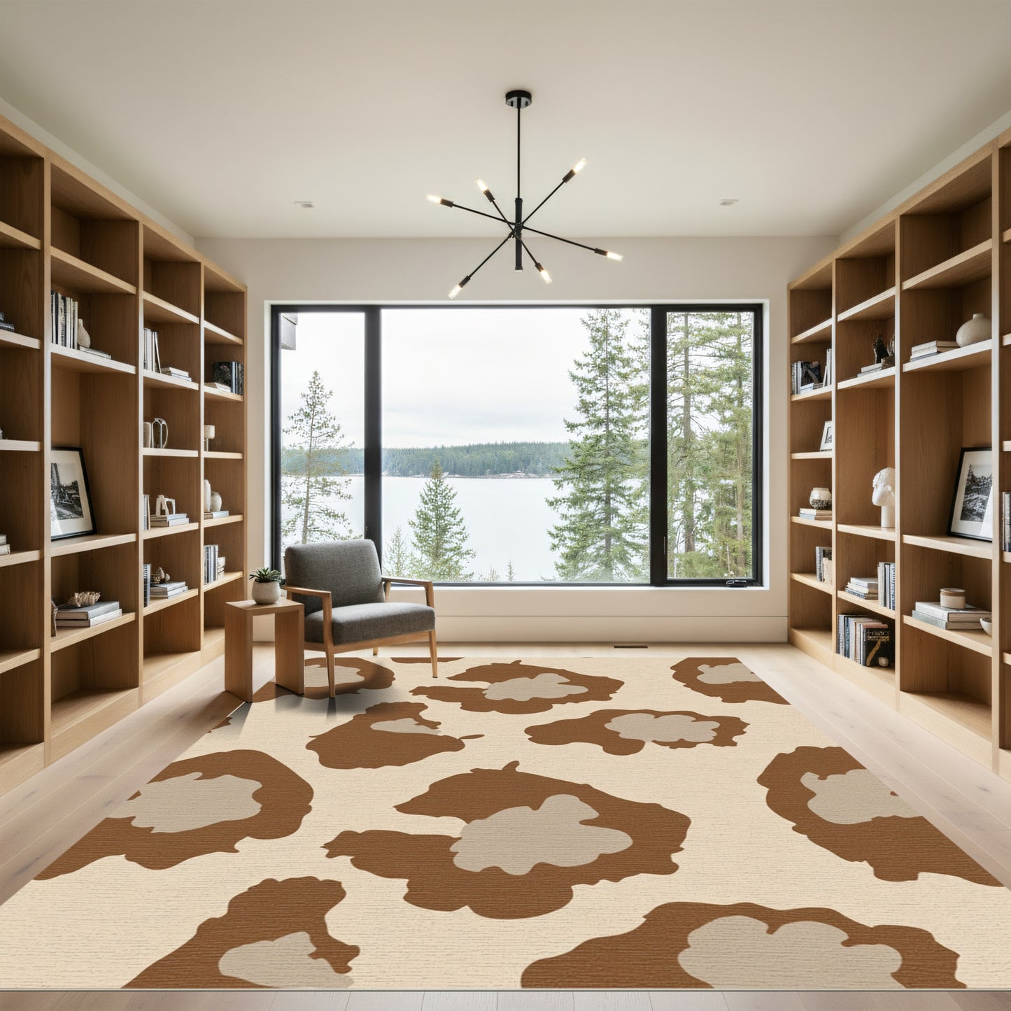 Brown Taupe Abstract Spots Rug