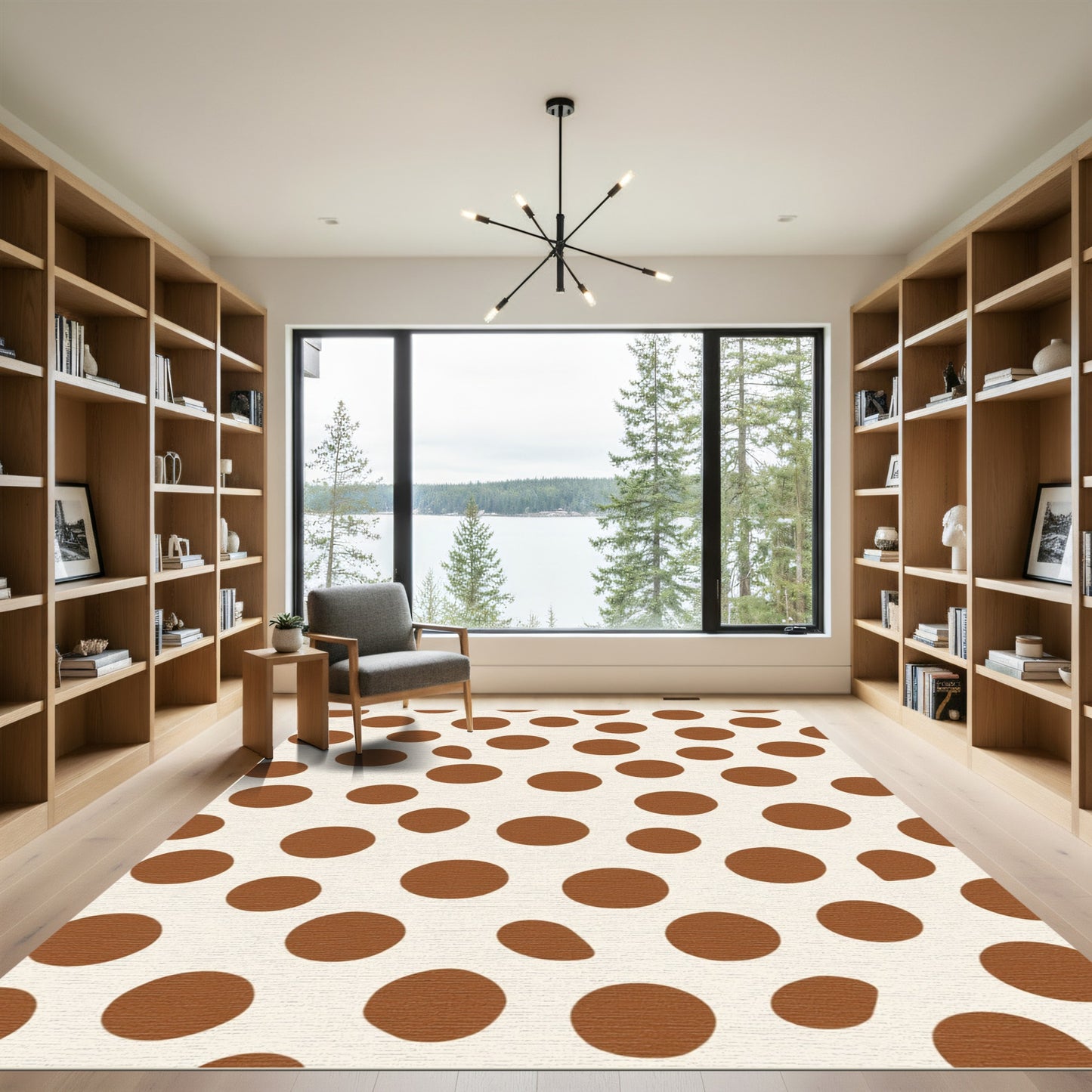 Earthy Ochre Polka Dot Scatter Rug