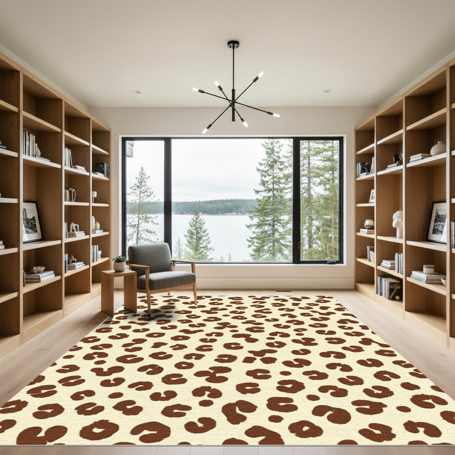Brown Leopard Spots Cream Rug