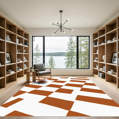 Terracotta White Checkered Accordion Rug