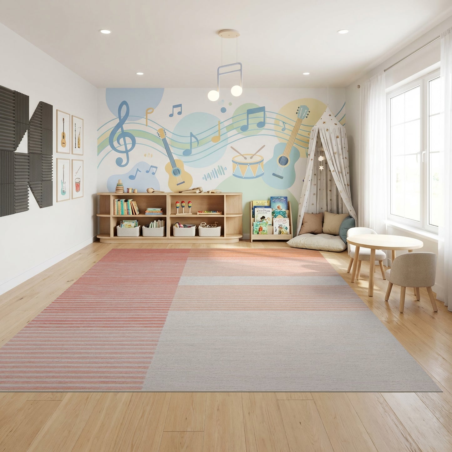 Coral Orange Gradient Striped Rug