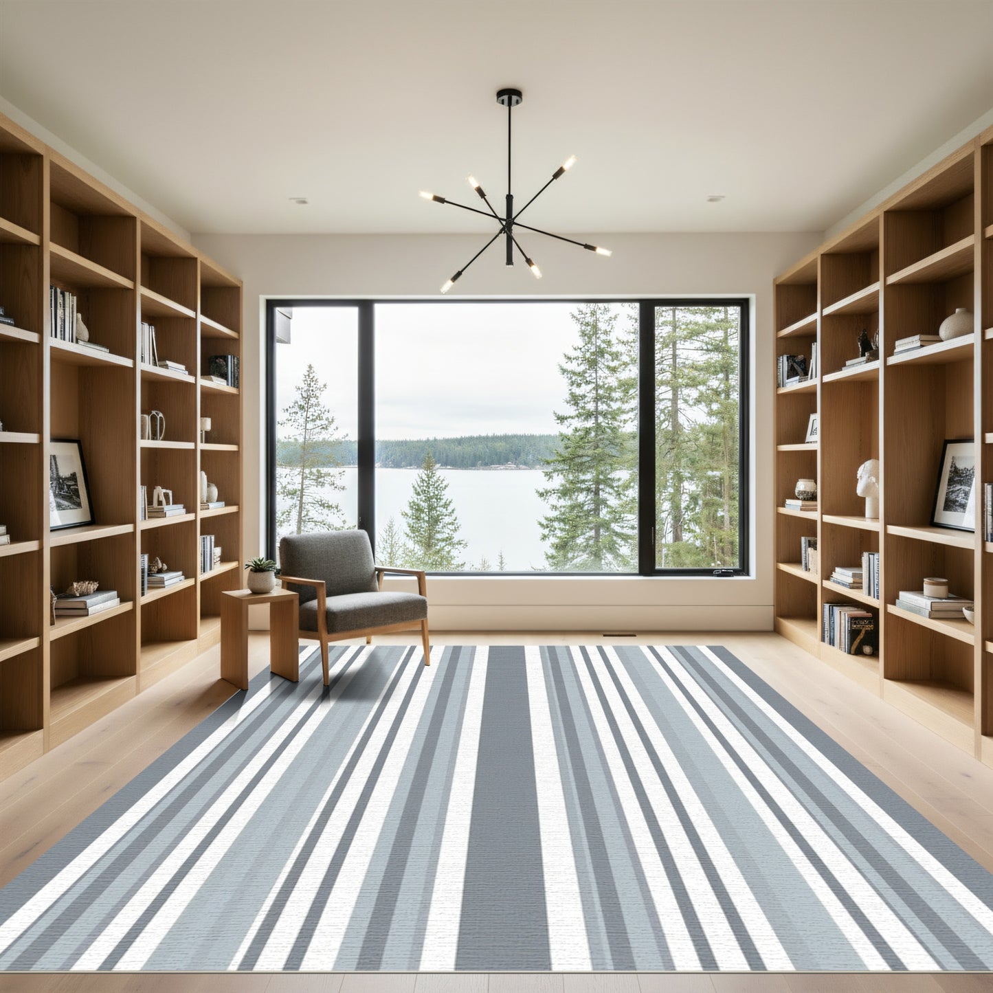Cool Grey Vertical Lines Rug