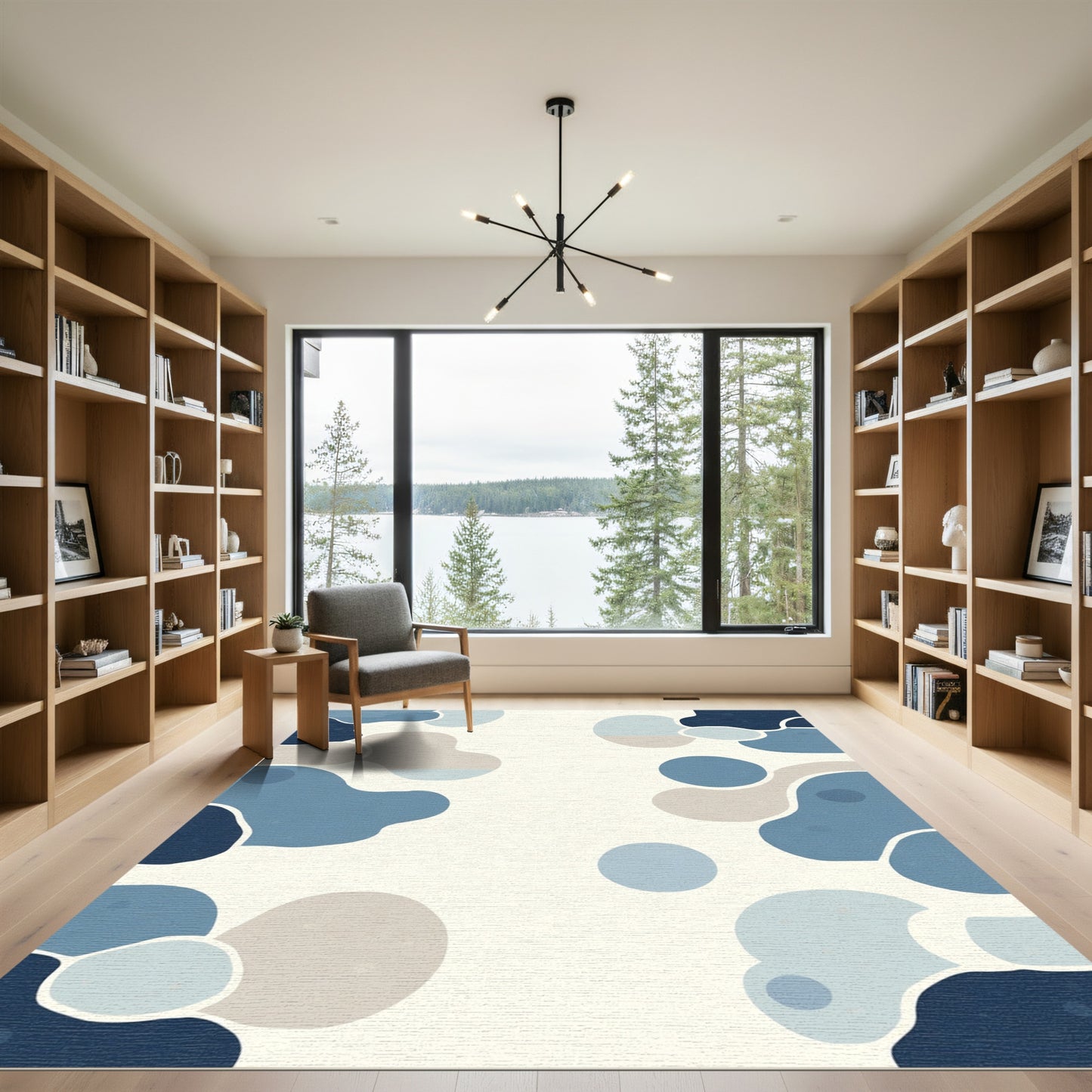 Organic Blue Terra Abstract Shapes Rug