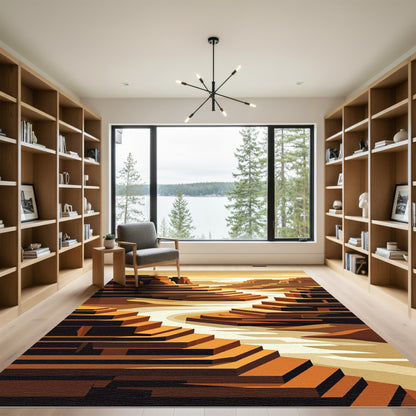 Terracotta Canyon Landscape River Rug