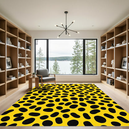 Yellow Black Spotted Oval Arrangement Rug